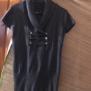 SWEATER PROJECT/ dark grey, ribbed/Large women’s / long/🌸capped sleeves -collar